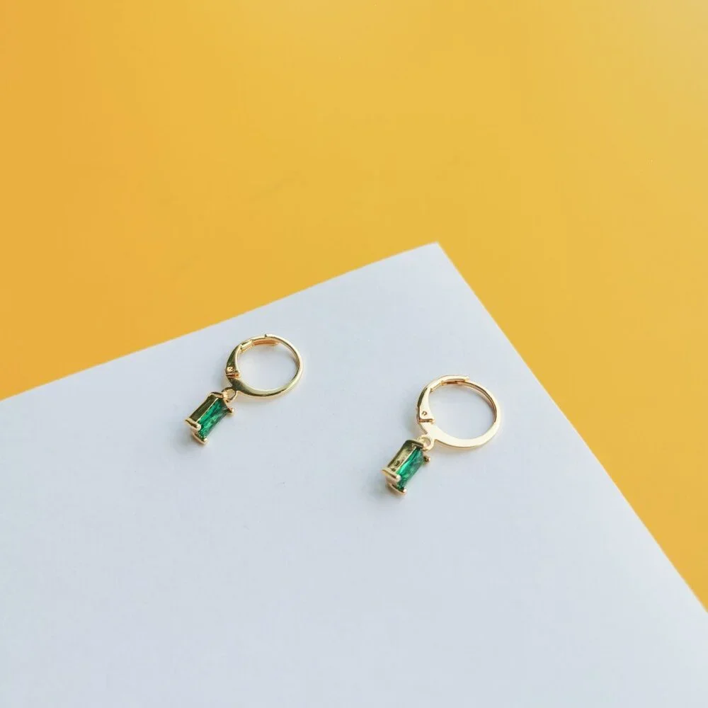 Twinkling Treasure Gold Green Crystal earrings by Alicia Bonnie